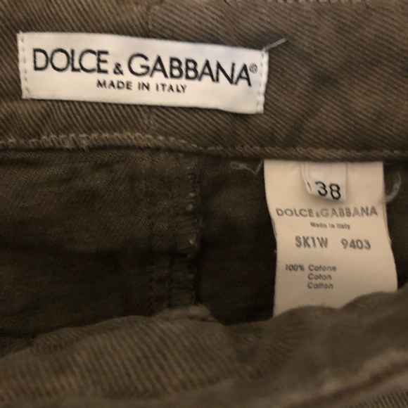 Dolce & Gabbana Army Green Distressed Denim Skirt - Picture 6 of 8
